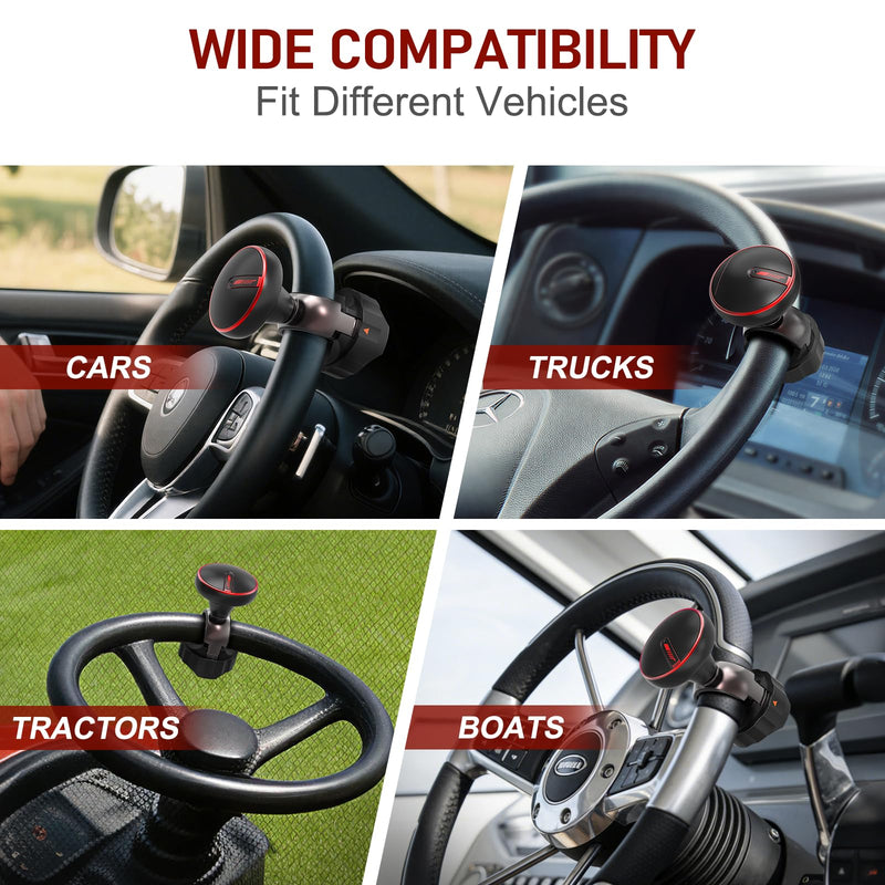 Tool Free Steering Wheel Knob Spinner with Metal Ball Bearing, Quick Install Suicide Knob for Steering Wheel, Steering Wheel Spinner Fits 3.45–4.9" Car, SUV, Semi Truck, Tractor, Boat (Red, 1 Pack) Red
