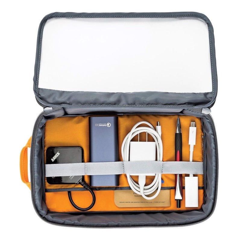 Lowepro GearUp Pouch Large, Travel Essentials, Travel Case for PC Cables, Adapters, Batteries, Chargers, Small Cameras, USB Sticks and Laptop Accessories, Made of Recycled Fabric, Grey
