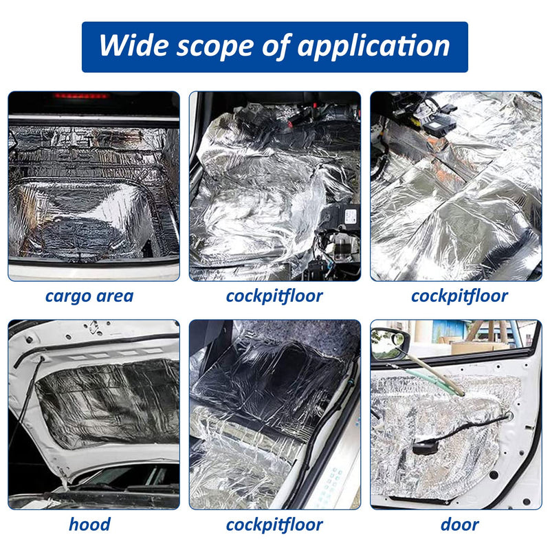 Car Heat Sound Deadening Insulation Mat, - 394 Mil 10.8 Sqft Automobile Sound Deadening & Heat Insulation Material for Auto Hood Engine Roof Door and Trunk,40 Inch x 40 Inch, Aluminum Foil Finish 40 x 40"(10.8sqft)