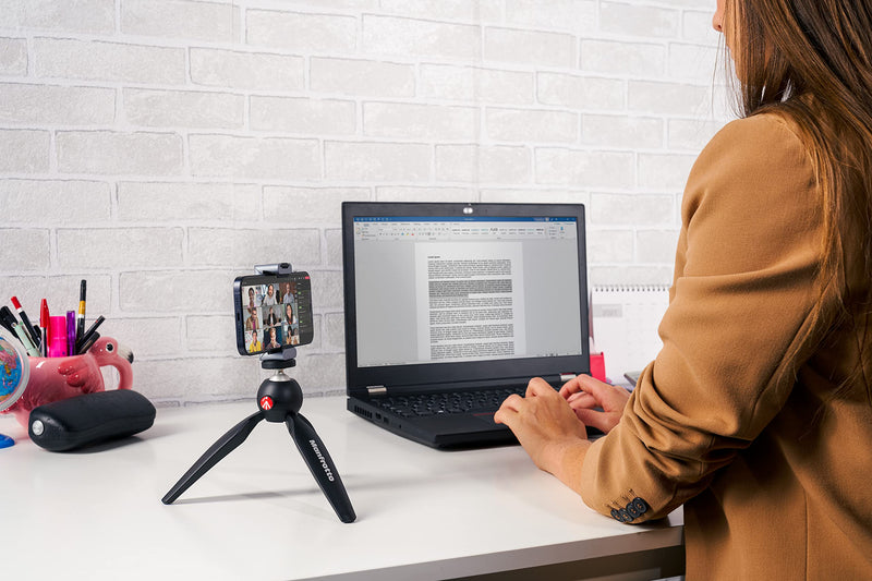 Manfrotto MTPIXIMII-B, PIXI Mini Tripod with Handgrip for Compact System Cameras, for DSLR, Mirrorless, Video, Made in Italy, Technopolymer and Aluminum, Black PIXI Mini Made in Italy