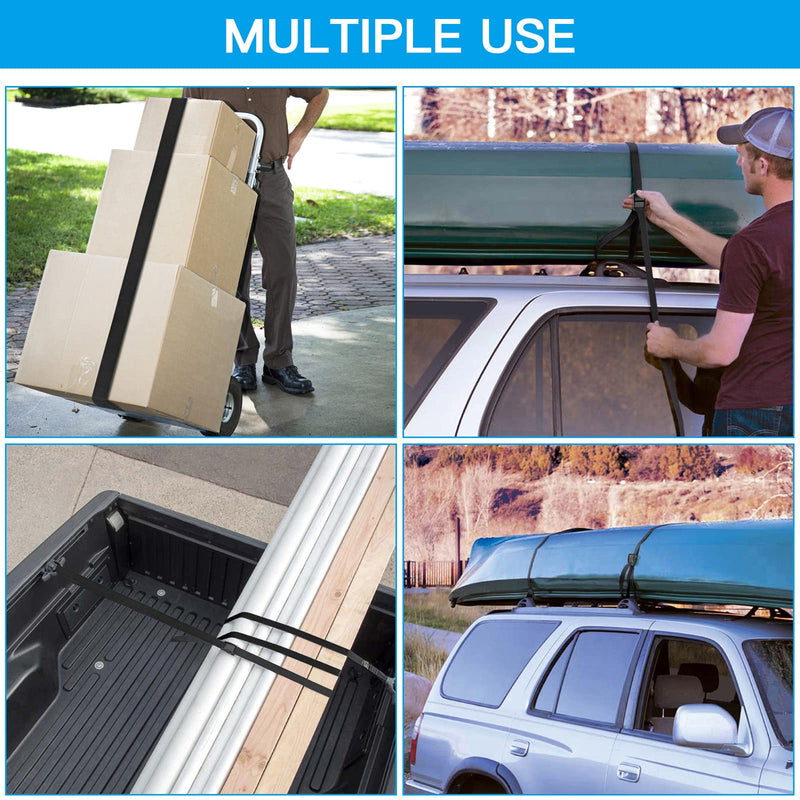 Tie Down Straps 6 Pcs Lashing Strap 3.3' x 1" Adjustable Heavy Duty Cam Buckle Cinch Straps for Cargo, Trucks, Luggage, Trailer, Motorcycle (Black) 6Pcs 3.3' x 1"