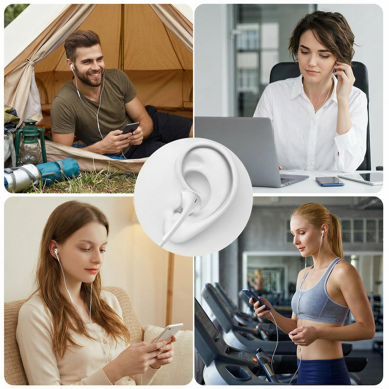 USB C Headphones 3 Pack,Type C Earphones for iPhone 17 16 15 Pro Max Plus iPad Pro Wired USB C Earbuds with Microphone & Remote Control Earphones for Samsung Galaxy S26 S25 S24 Google Pixel White