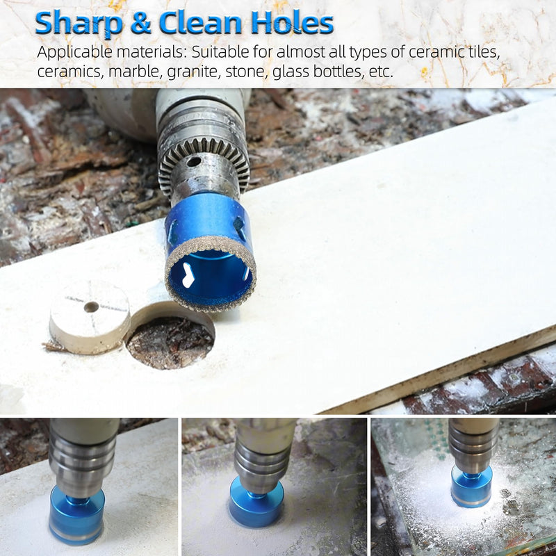2Pcs 2 Inch Diamond Hole Saw Bits with Pilot Drill Bit, 2" Serrated Brazing Tile Hole Saw Diamond Tipped Drill Bits for Porcelain Tile Ceramic Stone Granite Marble Glass Bottles 2"(50mm)