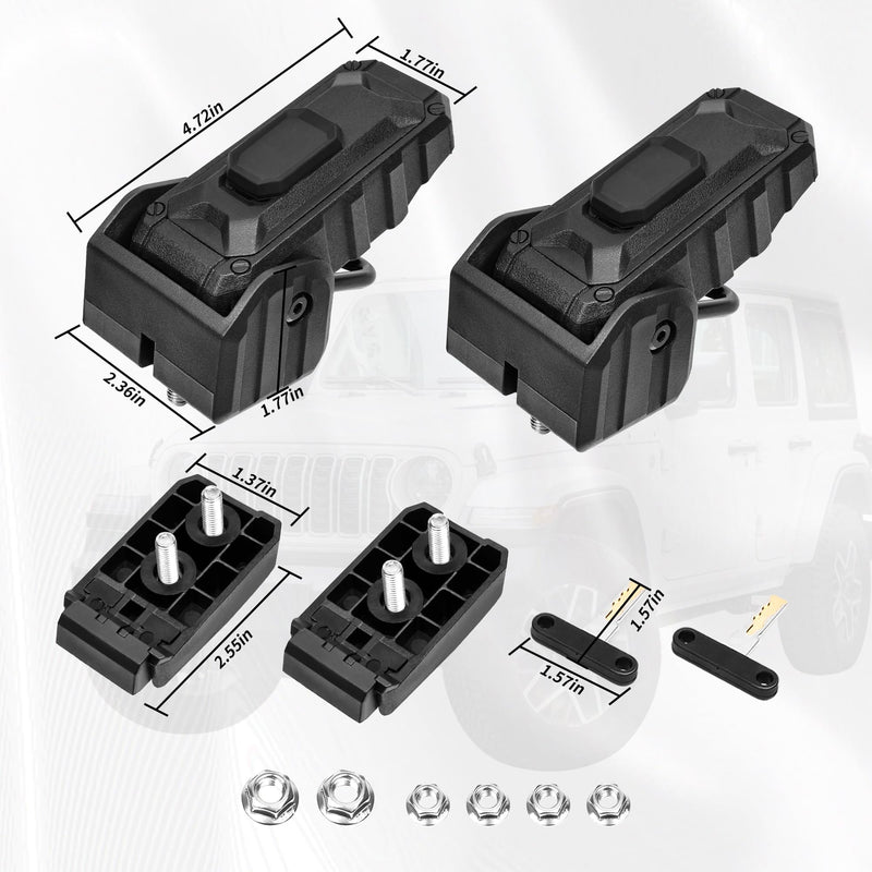 Locking Hood Latches for 2018-2026 Jeep Wrangler JL Accessories | Hood Latches Lock, Anti-Theft, No-Drill OEM Replacement, Eliminate Hood Flutter Bounce, With 2 Keys
