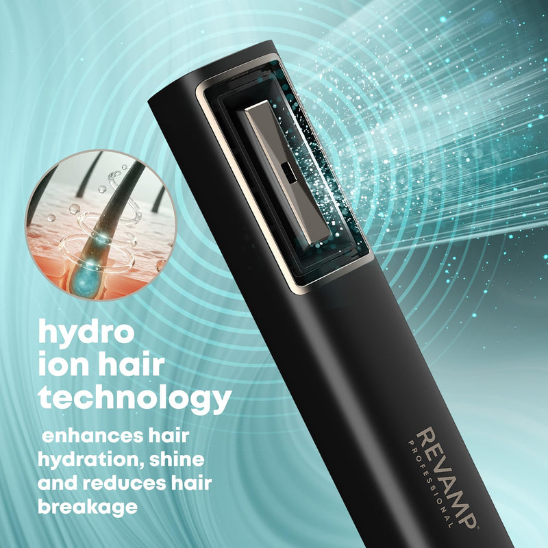 REVAMP HydroShine Air 3 in 1 Hot Air Styler - Hydro Ion, Compact | Pro Air Styler, Enhanced Hydration & Shine, Hair Dryer Brush, Styling Attachments, Ultra Lightweight