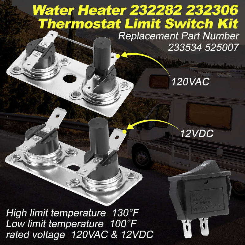 232306 Thermostat Water Heater Limit Switch Kit Peplacement for Suburban RV Water Heater SW Series Replace 232306，232282，233534，525007