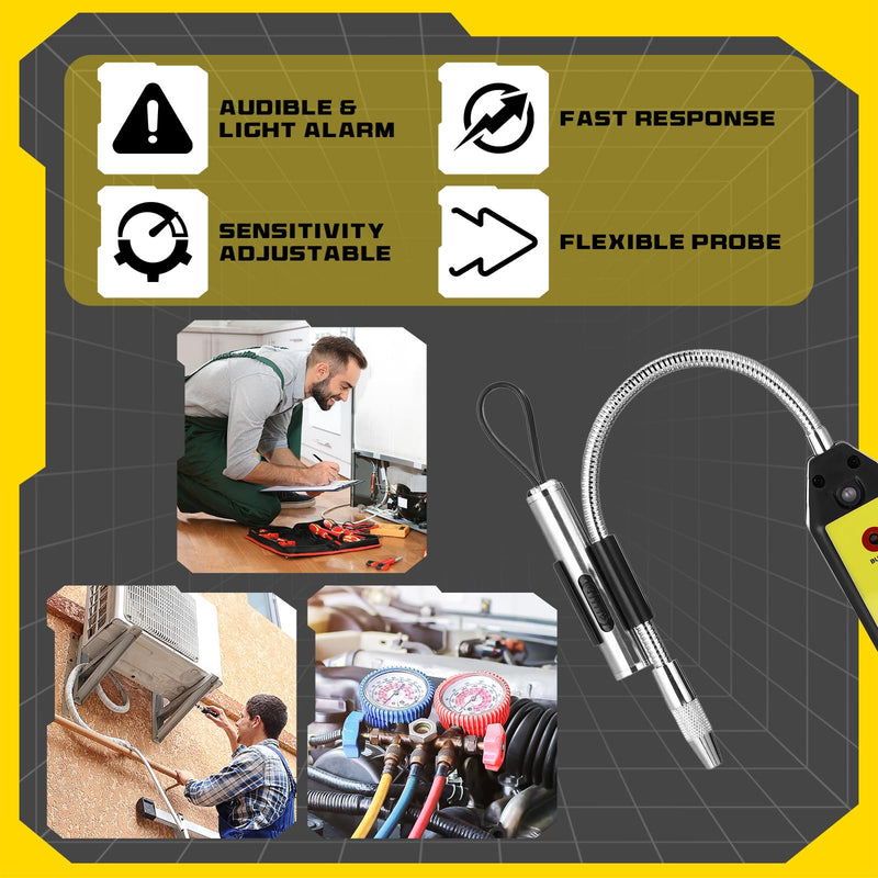 Ac Leak Detector Kit Tool Wjl-6000 Refrigerant Leak Detector with 68 LED UV Flashlight and Yellow UV Protective Glasses for HVAC Air Conditioner R22 R410a R134a(Yellow)