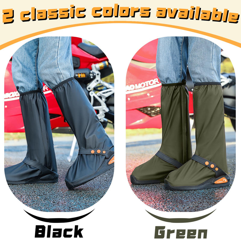 Shoe Covers Waterproof - with Zipper Hard Sole, Reusable Rain Boot Shoe Cover, Non-Slip with Reflector Foldable (BLACK, X-Large) Black
