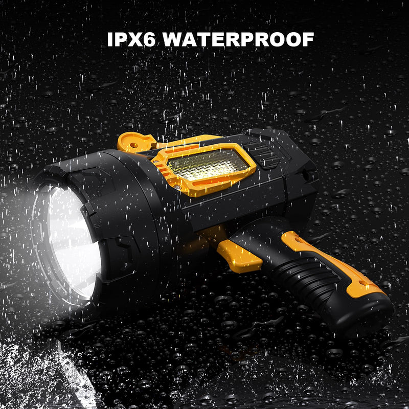 LBE Rechargeable Spotlight, Super Bright 2,000,000 Lumens Led Flashlight Handheld Spot Lights Outdoor with Cob Light, 10000ɱAh Long Lasting Large Spotlight for Hunting Boating Camping