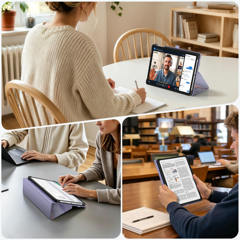 Fintie Folio Case for Onn 11" Core Tablet (2026 Model) - Lilac Marble | Premium Vegan Leather, Pencil Holder, Protective Stand Cover, Compatible with Onn 11 Inch Gen5 Tablet
