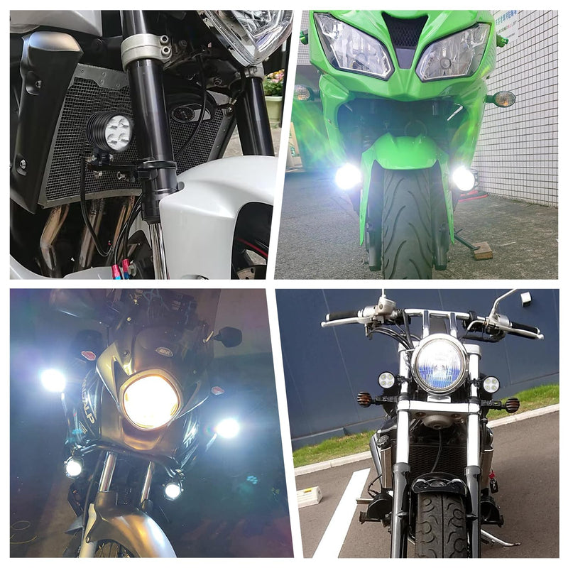 Motorcycle LED Driving Fog Lights, Motorcycle Driving Lights Led, Auxiliary Spot Lights Pod for Motorcycle, Include Switch 12V/24V Waterproof lights for Car Truck Boat 2 Pack Universal