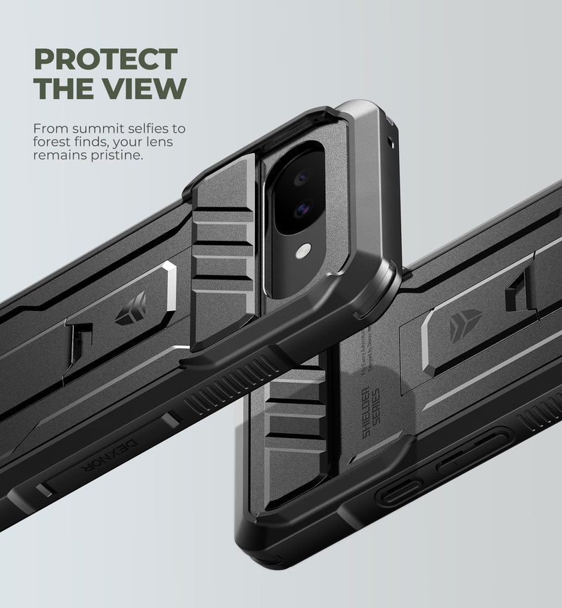 Dexnor for Google Pixel 10a Case with Slide Camera Cover & 2 Front Frames & Built-in Screen Protector & Kickstand, Full-Body Shockproof Protective Cover Heavy-Duty Rugged Bumper Cases,Black(2026) Black