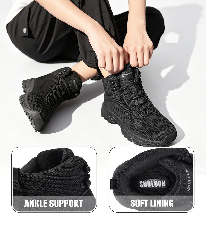 SHULOOK Non Slip Work Boots Women Slip Resistant Comfortable Mesh Kitchen Chef Shoes for Restaurant Food Service Lightweight Walking Shoes Ankle Support,Black 8 Black