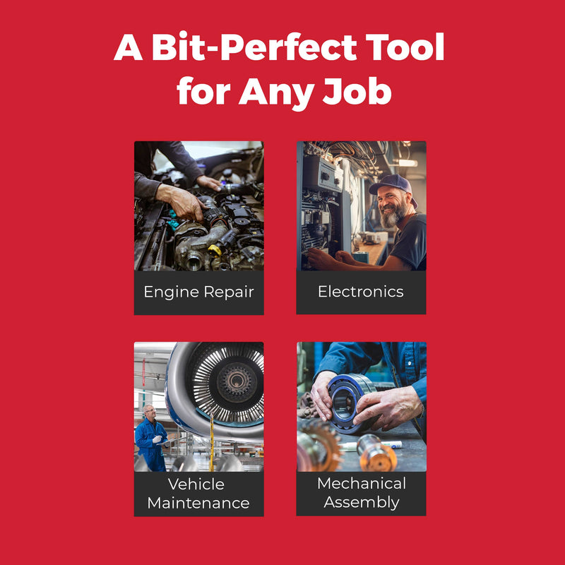 Megapro Automotive Screwdriver Set | One Multi-Bit Screwdriver with ¼” Hex Shaft | Phillips, Torx | Compact Automotive Bit Set (Ratcheting) Ratcheting