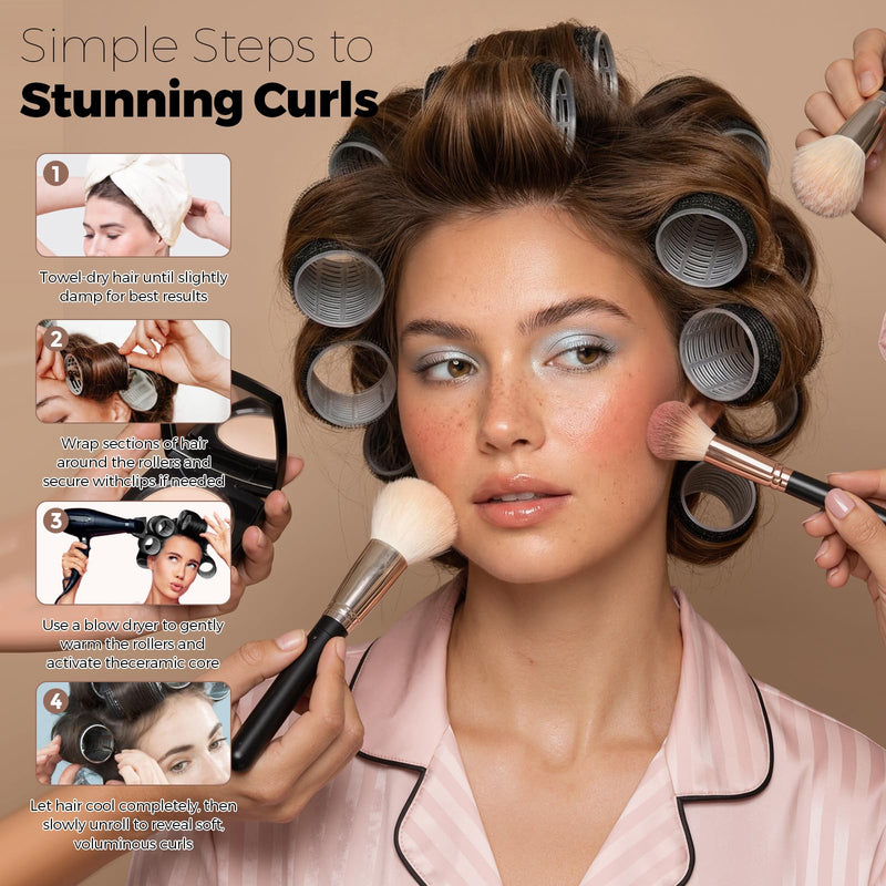 50PCS Hair Rollers, Hair Curlers Velcro Rollers 4 Sizes 60mm 48mm 36mm 25mm with 24 Clips Curlers Rollers for Long Medium Thick & Fine Hair DIY Styling