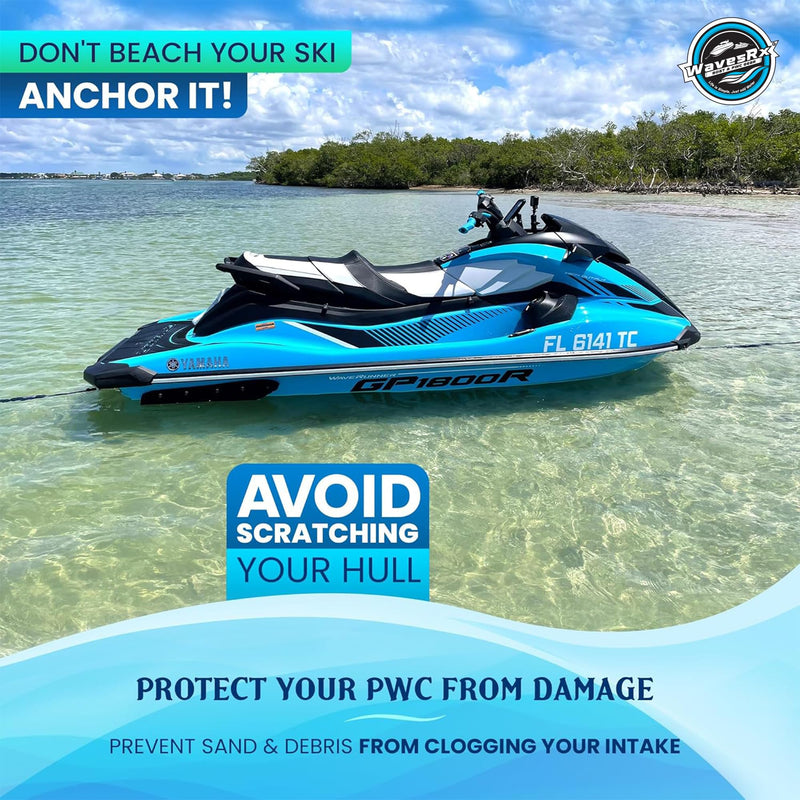 WAVESRX AnchorMate Bungee Line | Boat Bungee Dock Lines for Boats, PWCs & Kayaks | Absorbs Shock from Swells & Wind, Prevents Anchor Dislodging | Perfect for Anchoring, Mooring & Tethering 7-14 BLACK