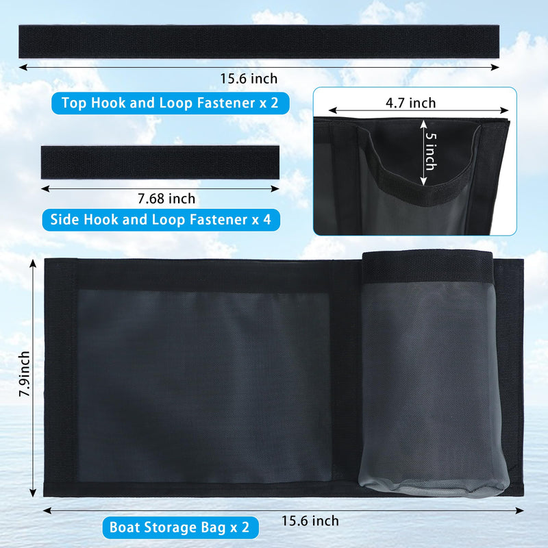 2 Pcs Boat Storage Mesh Bag with Cup Holder, 15.6"x 7.9" Self-Adhesive Boat Organizer Caddy for Marine Cabin Deck, Boat Storage Accessories with Strong Adhesive Backing, Keep Items Secure and Tidy ﻿