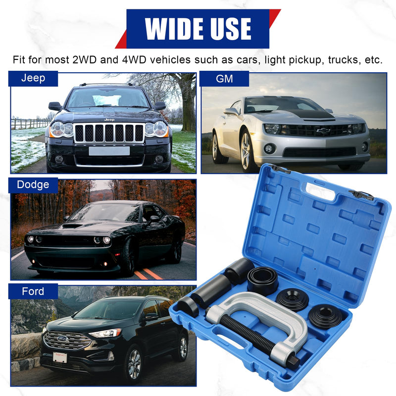 Ball Joint Removal Installation Tool, Heavy Duty Ball Joint Press Kit & U Joint Removal Tool with 4 Wheel Drive Adapters for Most 2WD and 4WD Cars Light Trucks