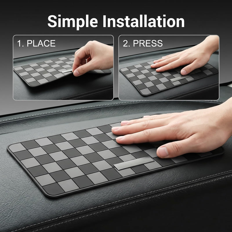 Car Dashboard Non Slip Mat, Multifunctional Fixate Anti Slide Pad for Phone Keys Sunglasses GPS, Heat-resistant Sticky Dash Mat, Storage Accessory for Car & Home & Office (Black & Gray) 1 PC Black & Gray