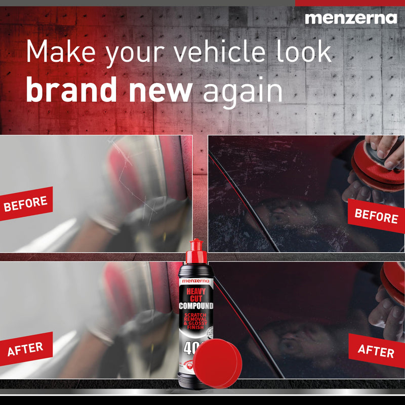 menzerna Scratch and Swirl Remover Kit I Car polishing Set with Menzerna Heavy Cut 400 and 3,5 Inch Polishing Pad I Deep Scratch Repair Kit for All Types of Vehicles HCC400 + Pad
