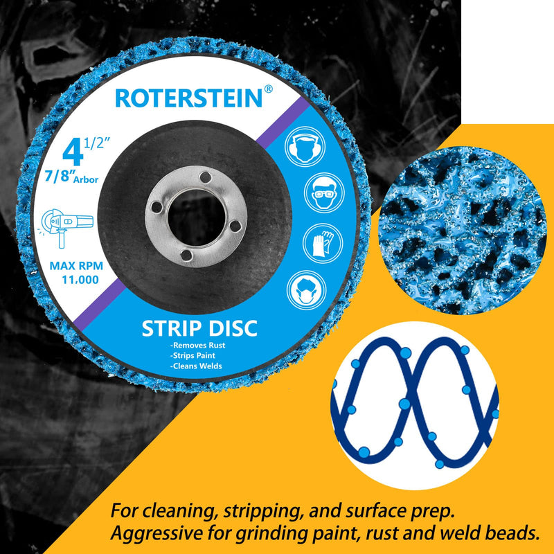 10 Pack Strip Discs Stripping Wheel 4.5 inch for Angle Grinder Clean and Remove Paint Coating Rust Welds Oxidation (4-1/2" x 7/8") 4-1/2" x 7/8"