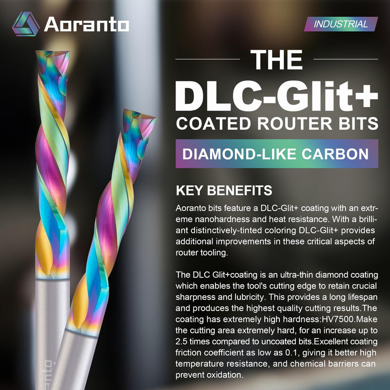 DL23312 1/8" Downcut Spiral CNC Router Bit 1/4" Shank, Industrial Quality Extra Long Life Coating Solid Carbide Down Cut End Mill for Wood Slot Engraving Carving, 1/8" Dia x 1/2" CL, 2 Pack 1/8"Dia x 1/2"CL x 1/4"SHK