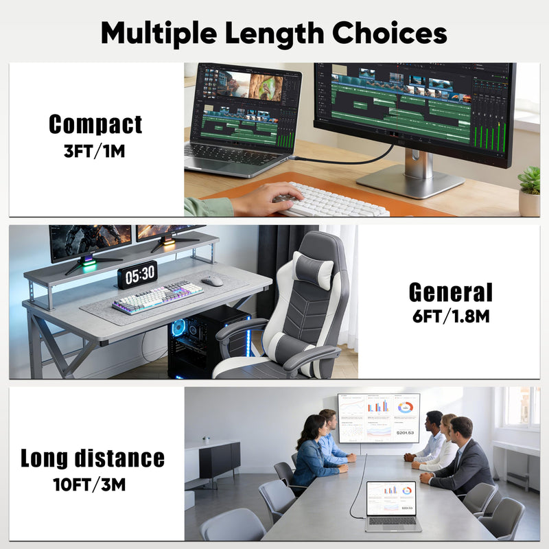 4K DisplayPort to HDMI Cable 3FT, 10-Pack, Support 4K@30Hz, 2K@60Hz, 1080p@120Hz, Nylon Braided DP to HDMI Uni-Directional Cord for Computer, Monitor, Graphics Card, HDTV, Projector 3 Grey