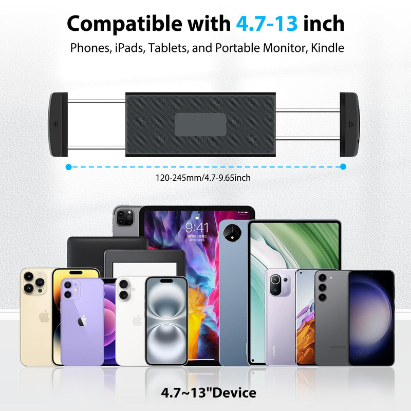 Tablet Desk Stand Holder, Extendable Arm Table Mount for iPad, Aluminum 360° Rotating Bracket with Metal Base, Compatible with 4.7-13 Inch Tablets, Phones, Samsung Galaxy, Kindle Fire HD Tablet Desk Mount
