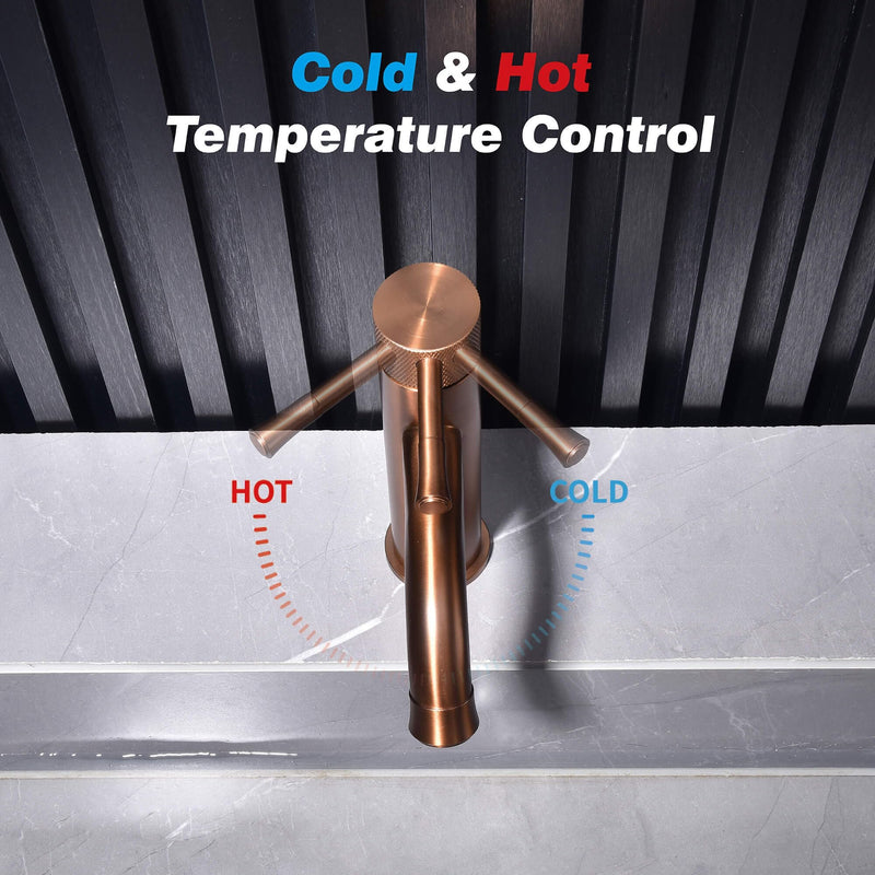Rose Gold Bathroom Faucet, with Splash Sprayer Extender Aerator, Single Hole with Deck, for Vanity Farmhouse and RV Rose Gold