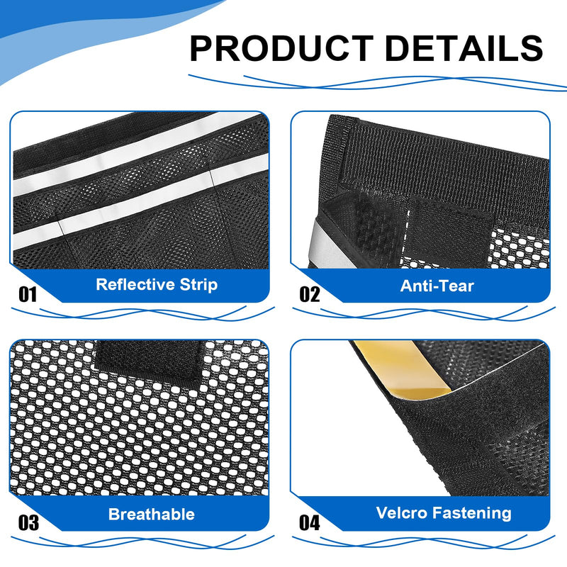 2 PCS 13.7"x 9.8" Boat Storage Mesh Bag, Upgraded 2-Layer 1 Large+3 Small Pockets Self-Adhesive Organizer with 3 Strong Adhesive Pads Double Reflective Strips, Keep Your Boat Tidy and Items Secure