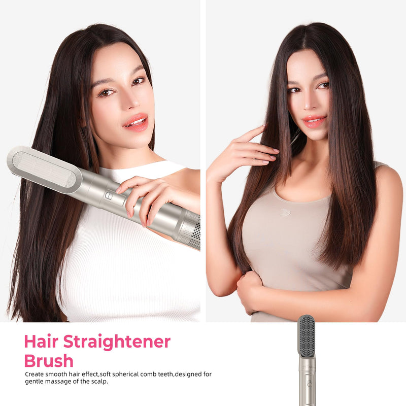 Airbrush Hair Styler 6 in 1 Magic Styler 1000W Airstyler Set 60000RPM Gift | Airstyler Set Upgrade Hair Dryer Brush, L&R Airflow Hair Curler,Curl, Straighten, Wavy, Smooth, Multistyler Gifts Set 3 Temps Creamgold