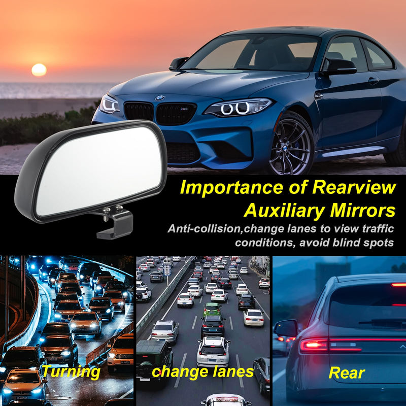 Blind Spot Mirrors for Trucks and Cars,Automotive Side View Concave Mirror Blindspot,360° Large Convex Rearview Exterior Mirror Accessories for Truck and Car(1Pack Black) 1Pack Black