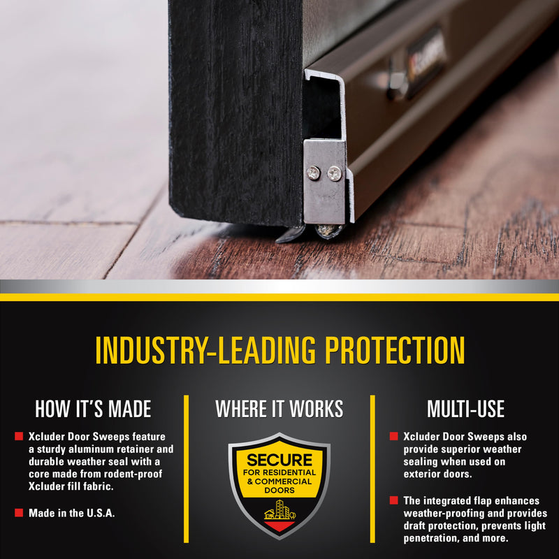 Xcluder 48” Standard Door Sweep, Dark Bronze Seals Out Animals, Enhanced Weather Sealing, Easy to Install Chew Proof Standard 48 Inch