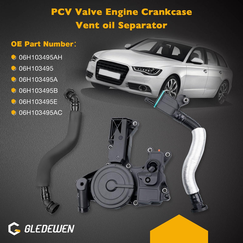 PCV Valve Engine Crankcase Vent Oil Separator Breather Hose 3-Piece Replace 06H103495AB, 06H103495AH, 06H103495B Compatible with Audi A3 A4 A5 Q5 TT VW Beetle CC Jetta Passat Tiguan 1.8 2.0TSI