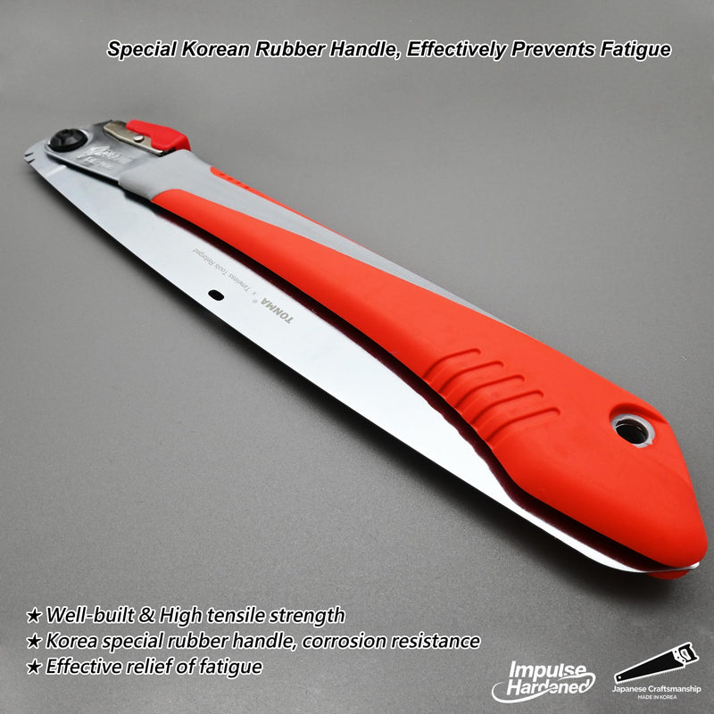 TONMA Professional Folding Saw [Made in Korea] 12" (300mm) Large Teeth Portable Pruning Hand Saw for Wood Cutting, Outdoor Camping, Gardening, Japanese Craft Plating Impulse Hardened Stainless Blade 12 inches (300mm)