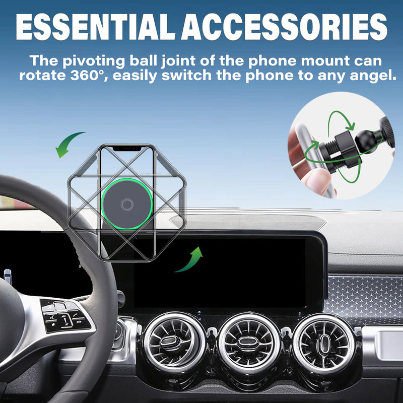 Car Phone Holder for 2019-2025 Mercedes Benz A-Class/B-Class/GLB/GLA/CLA/EQA/EQB Accessories 15W Fast Wireless Charger Screen Fixed Clip Cell Phone Mount Hands-Free (10.25 Inch)