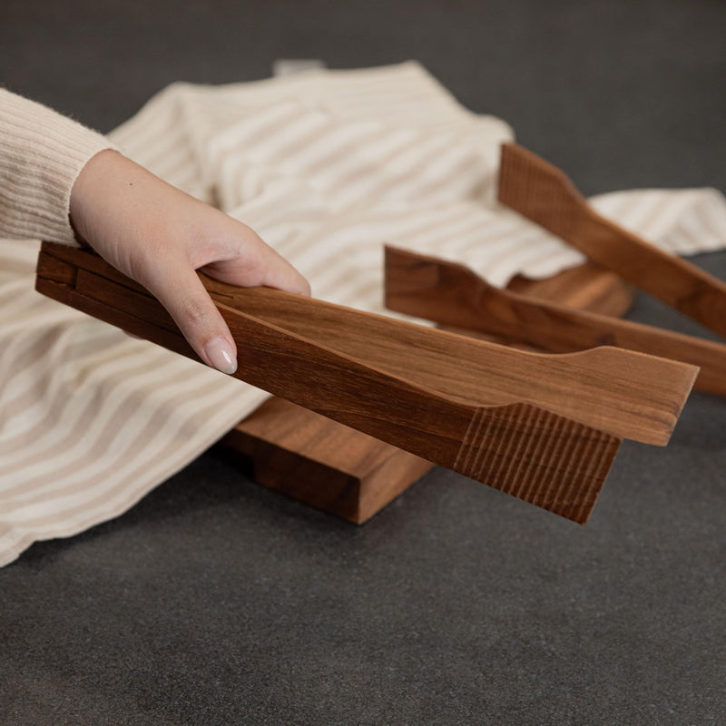 Super Slim Spring Salad Tongs: Teak Wood Salad Hand Server 0.1" x 0.1" x 12" Kitchenware Serving Utensils from SiamMandalay Gourmet Collection