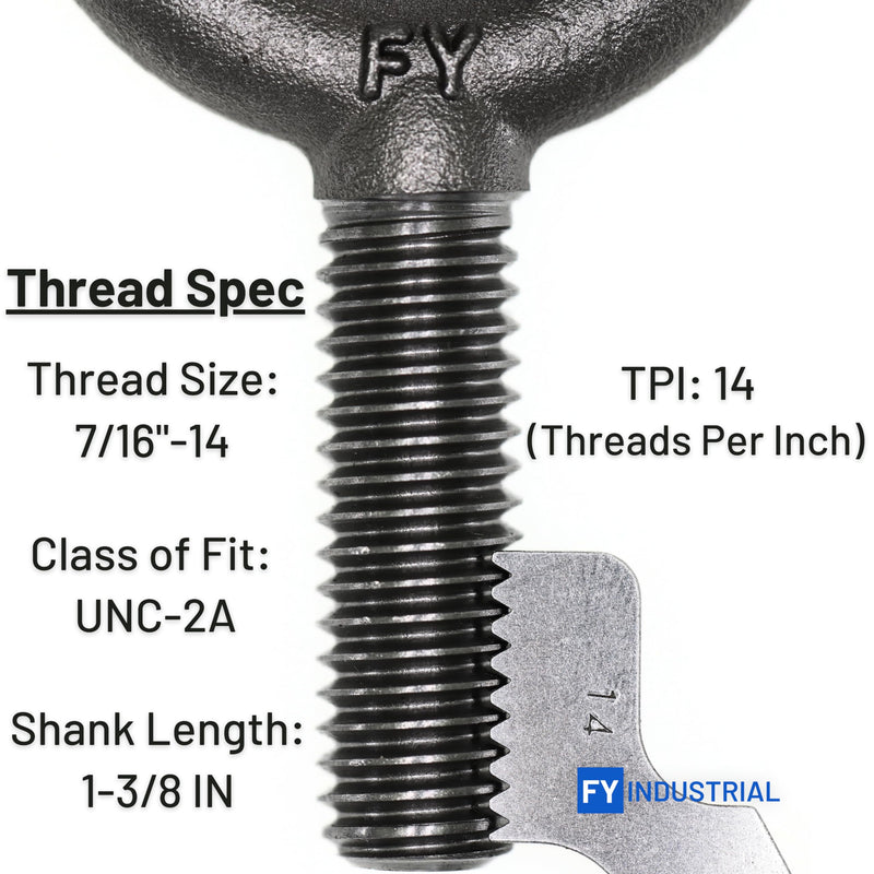 10 Pcs No-Shoulder Lifting Eye Bolts 7/16"-14 X 1-3/8"