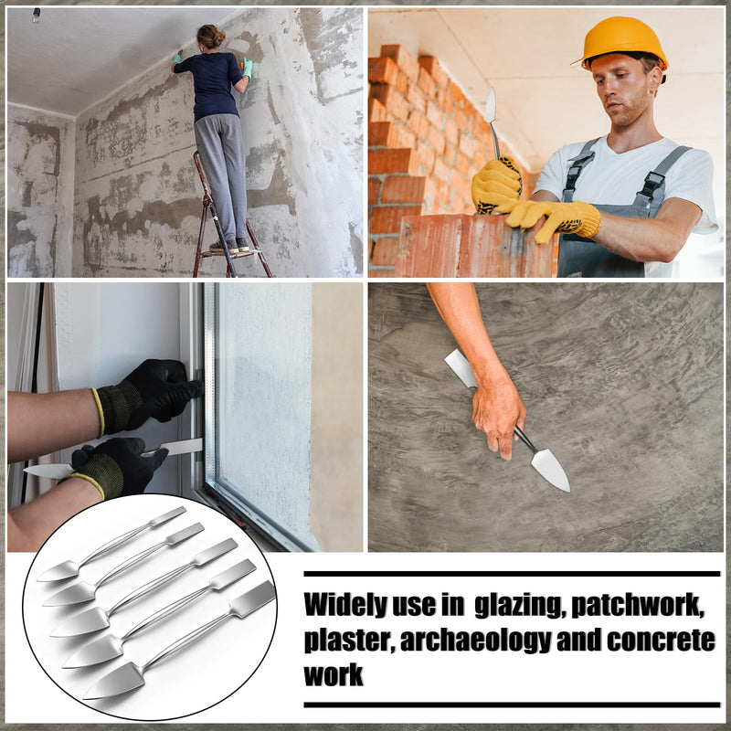 5 Pcs 1'' 3/8" 1/2" 5/8" 3/4" Trowel and Square Masonry Tools Forged Steel Trowel Concrete Tool Ornamental Stucco Masonry Plaster Spatula for Glazing, Patch Work, Plaster, and Archeology 1'' 3/8" 1/2" 5/8" 3/4"
