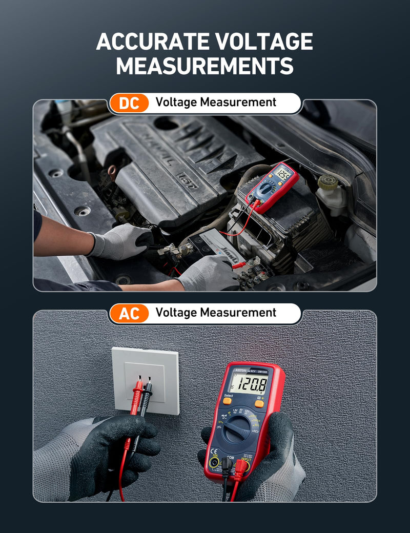 Voltmeter Withe Battery AstroAI Digital Multimeter, Voltmeter 1.5v/9v/12v Battery Voltage Test ...