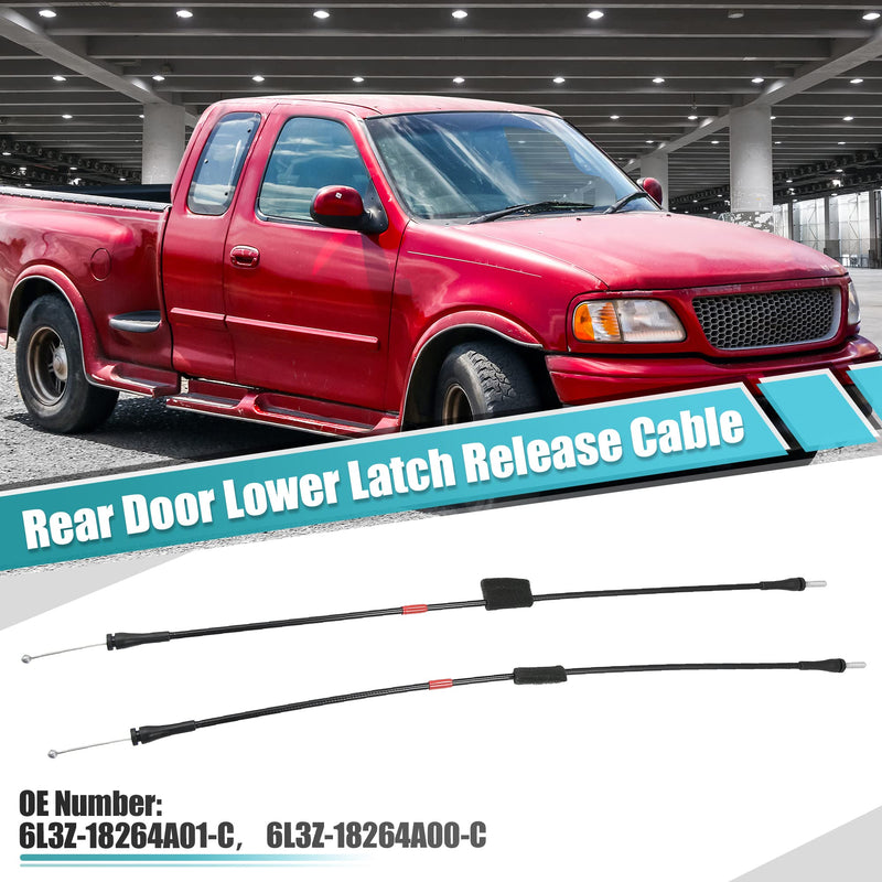 X AUTOHAUX 1 Pair Left Right Side Rear Door Lower Latch Release Cable for Ford 150 250 1997-2003 Rear Door Handle Lock Control Cable 6L3Z-18264A01-C 6L3Z-18264A00-C