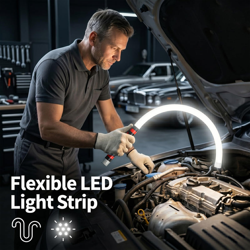 Flexible LED Light Stick, 30" Rechargeable Bendable Hands-Free High Lumen Light for Car Repairs Mechanics Camping