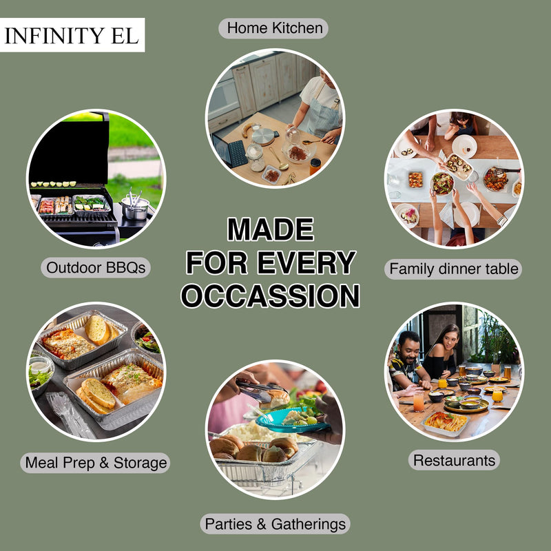 INFINITY EL 10 Pack FULL SIZE DEEP Disposable Aluminum Foil Pans 20.5" x 13" x 3", Aluminum Baking Pans | Heavy Duty Foil Pan for Roasting Turkey, Lasagna, Thanksgiving, Christmas (Full Size-Deep/10 Pack)