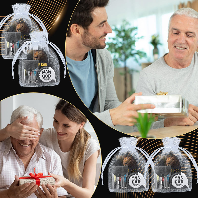 30 Sets Man of God Father's Day Christian Gifts Bulk Mini Screwdriver Keychain Retractable Tape Measure Keychains Mini Screwdrivers in Pouch with Bible Verse Card for Men Father Church Gifts 30
