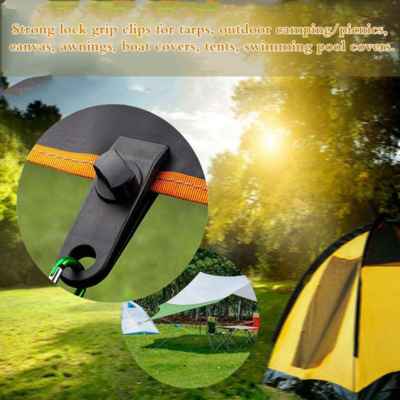 30-Pack Heavy Duty Lock Grip Tarp Clips with Adjustable Screw | Shark Teeth Design, Bungee Cords & Carabiners | Secure Cover for Camping, Pool Covers, Awnings, Canopies (PA Material, 0.25" Thickness)