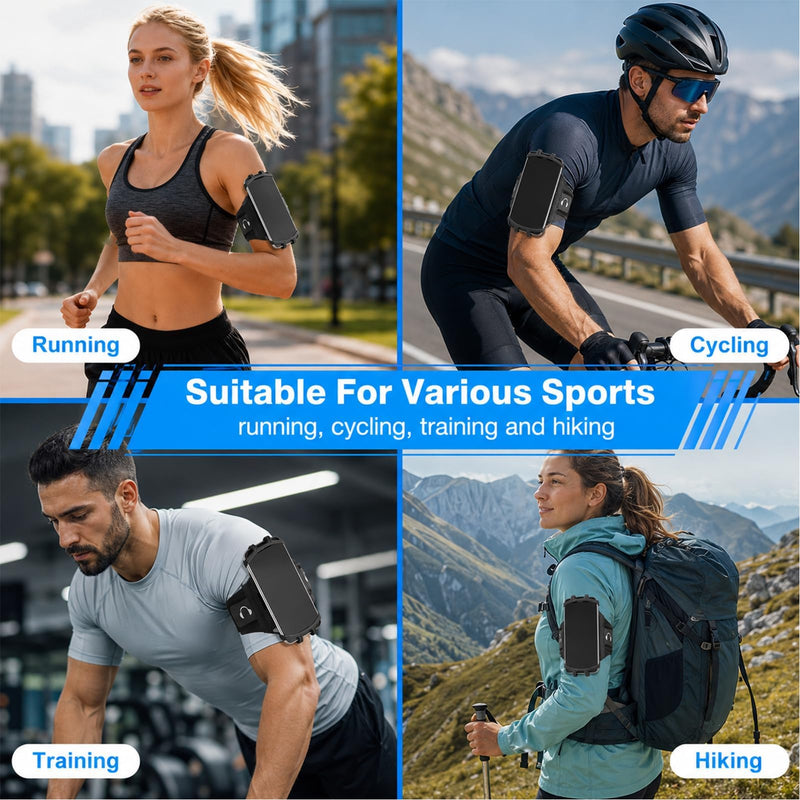 Phone Holder for Running,Armband 360°Rotatable Phone Arm Bands for Running,Phone Holder with Storage for iPhone 17 16 15 14 13 Pro Max Plus for Workout Exercising Walking Jogging
