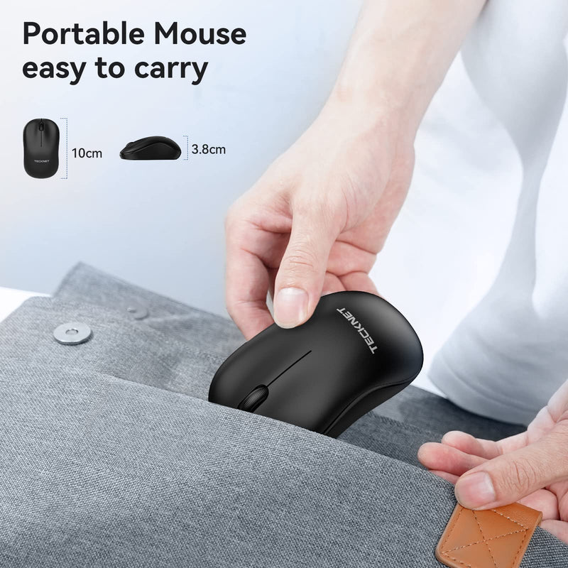 TECKNET Small Wireless Mouse, 2.4G Ergonomic Portable Mouse, Small Cordless Mouse, Wireless Laptop Mouse, Computer Mice for Laptop, PC, Mac - Black