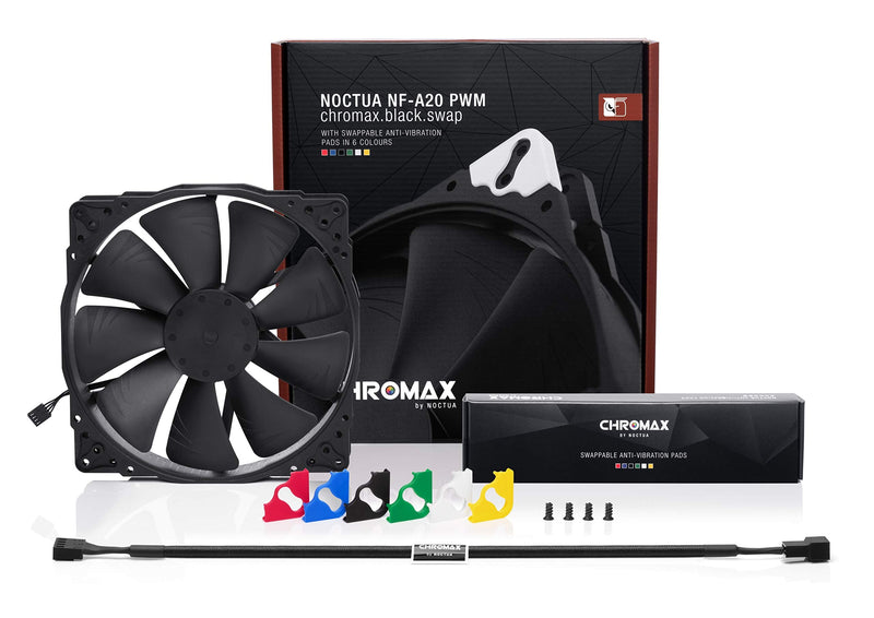 Noctua NF-A20 PWM chromax.Black.swap, Premium Quiet Fan, 4-Pin (200x30mm, Black)
