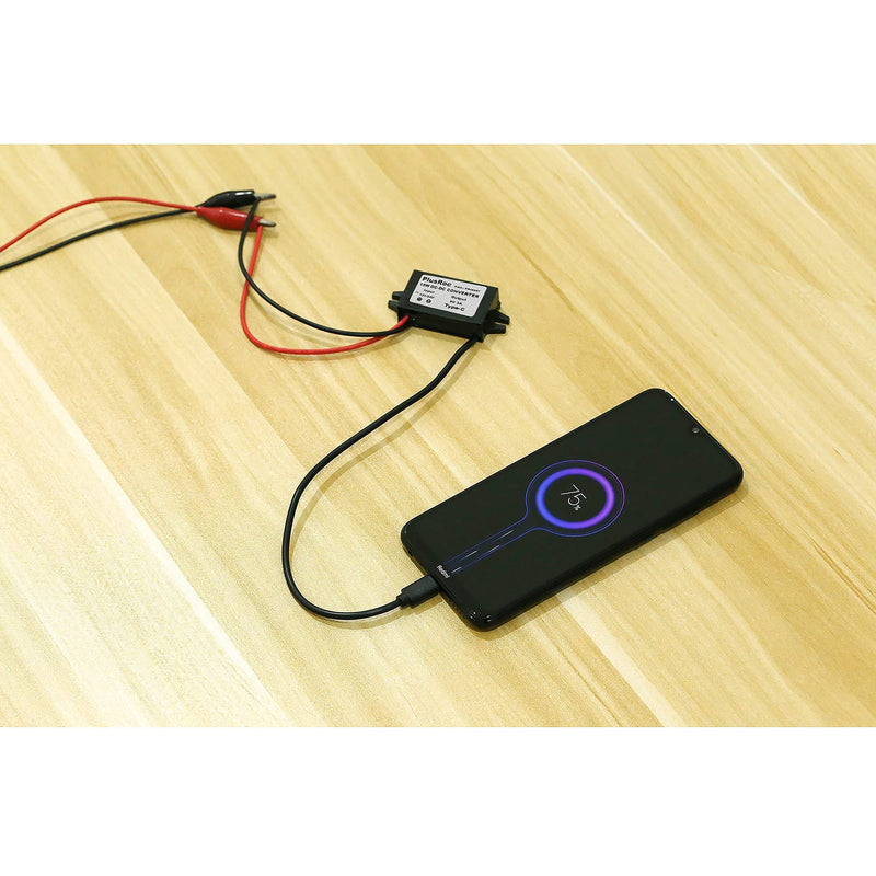 PlusRoc Waterproof 12V/24V to 5V Converter DC-DC Step Down Module Power Adapter Compatible with Raspberry Pi 4, Cellphone, Car (USB Type-C Connector) USB Type-C Connector