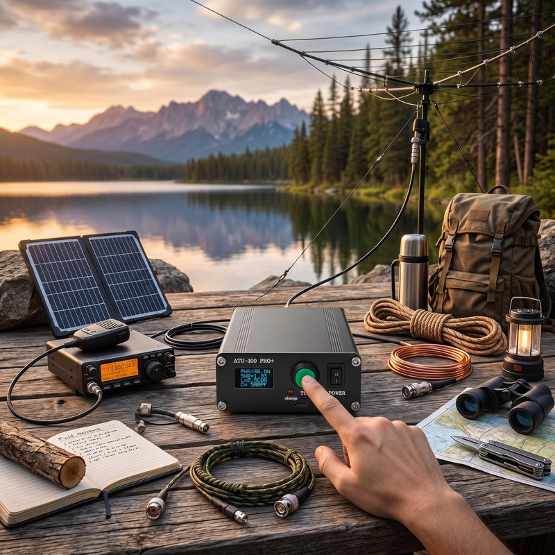 Pomya Auto Tuner for Ham Radio 1.8-55MHz | ATU 100 Pro 100W HF Tuner with Aluminum Box/Cover & OLED Display
